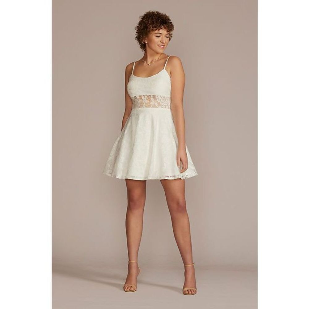 City Triangles Women's Floral Print Lace Overlay A-Line Mini Skirt‎ White Size 5